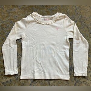 Lilly Pulitzer Girls Ivory Knit Top with Ruffled Collar and Cuffs Size L